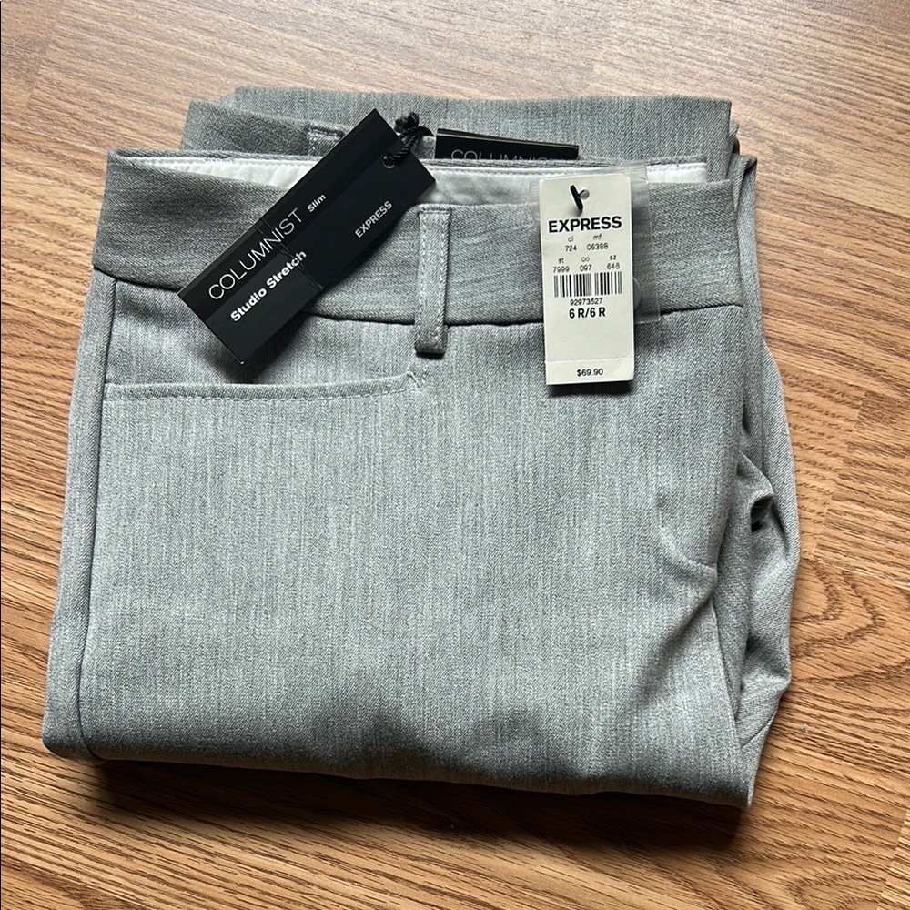 Express Light Grey Columnist Pants, size 6R